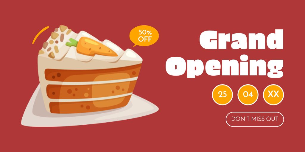 Stunning Bakery Grand Opening With Discount On Cake Twitter tervezősablon