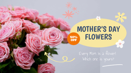 Mother's Day Flowers And Roses Bouquet With Discount Full HD video Design Template