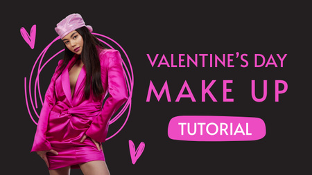 Makeup Tutoring for Valentine's Day with Attractive Young Woman Youtube Thumbnail Design Template