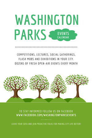Park Event Announcement Green Trees Invitation 6x9in Modelo de Design