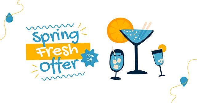 Spring Offer Discounts on Light Cocktails Facebook AD – шаблон для дизайну
