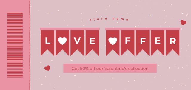 Voucher on Valentine's Day Collection Coupon Din Largeデザインテンプレート