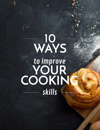 Cooking Skills Tips with Baked Bun Flyer 8.5x11in Šablona návrhu