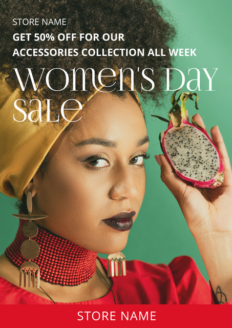 Accessories Discount Offer on International Women's Day Poster Πρότυπο σχεδίασης