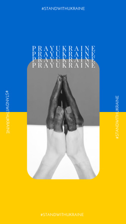 Kék és sárga ima Ukrajnáért Instagram Story tervezősablon