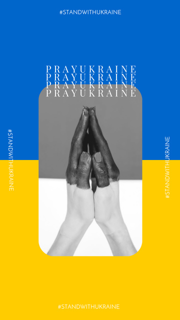 Prayer for Ukraine on Blue and Yellow Instagram Story Design Template
