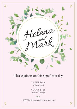 Wedding Invitation Elegant Floral Frame Invitation Design Template