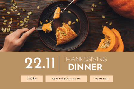 Thanksgiving Day Dinner Invitation Poster 24x36in Horizontalデザインテンプレート