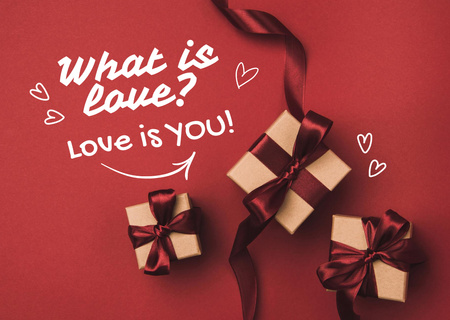 Ontwerpsjabloon van Postcard van Valentijnsdagviering met mooie geschenken