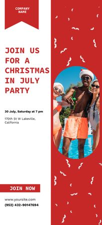 Christmas Party in July near Pool Flyer 3.75x8.25inデザインテンプレート