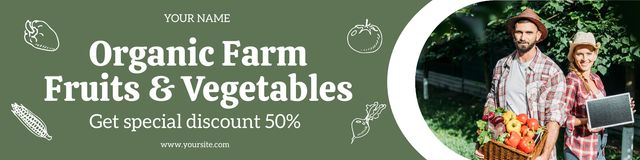 Organic Farm Fruits and Vegetables for Sale Twitter Modelo de Design