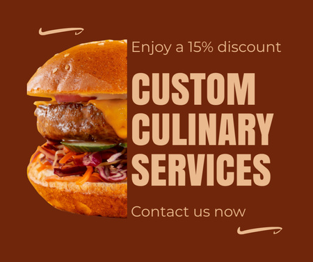 Offering Custom Cooking Services at Discount Facebook Design Template