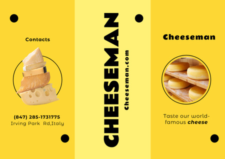 Famous Cheese Shop Ad Brochure Din Large Z-fold Tasarım Şablonu