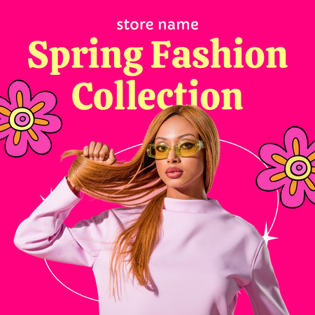 Spring Fashion Collection in Pink Colors Instagram AD Design Template
