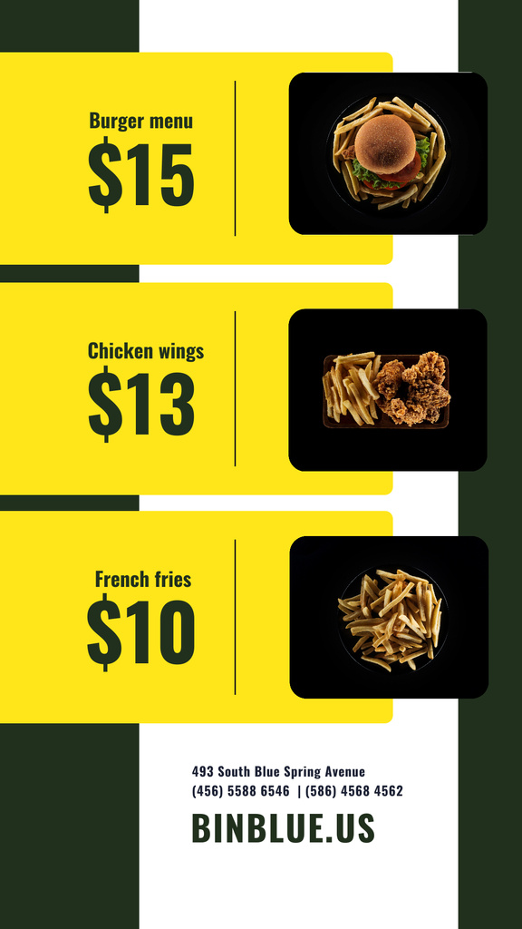 Designvorlage Fast Food Offer Tasty Burger and Fries für Instagram Story