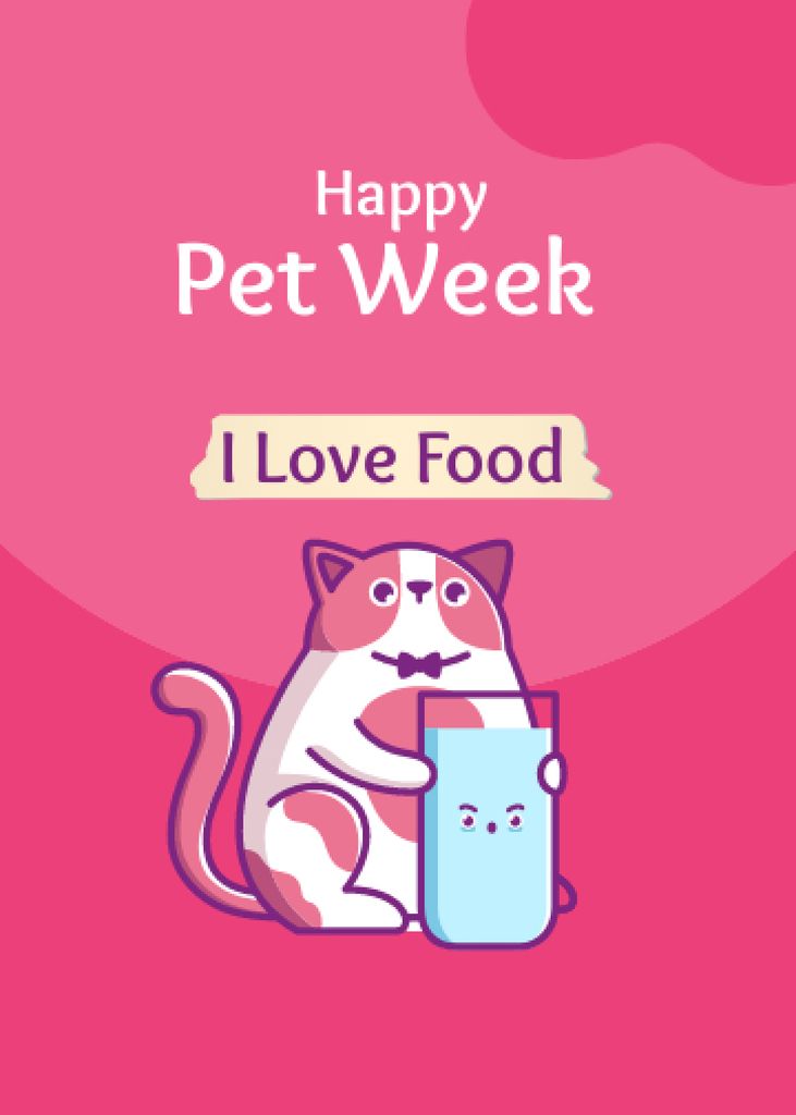 Pet Week with Fluffy Cat Invitation Design Template