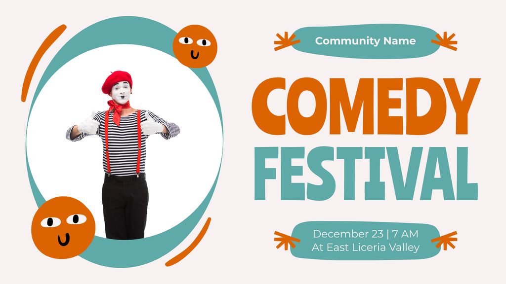 Plantilla de diseño de Announcement of Comedy Festival with Mime FB event cover 