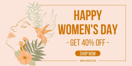 Offer of Discount on International Women's Day Holiday Twitter Design Template
