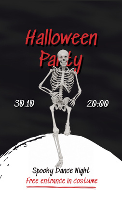 Macabre Halloween Party With Dancing Skeleton Instagram Video Story Design Template