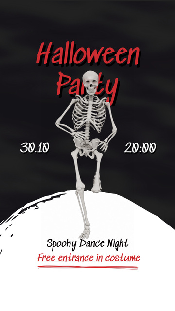 Designvorlage Macabre Halloween Party With Dancing Skeleton für Instagram Video Story