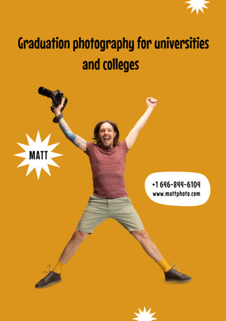 Platilla de diseño Graduation Photography Services Offer with Excited Photographer Flyer A5