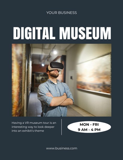 Man on Virtual Museum Poster 8.5x11inデザインテンプレート