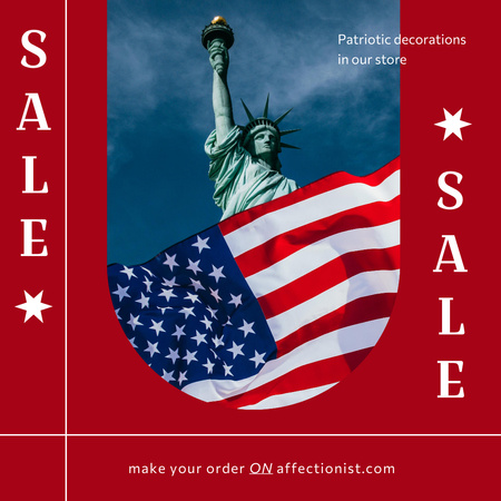 Announcement of Sale on National USA Holiday on Red Instagram Design Template