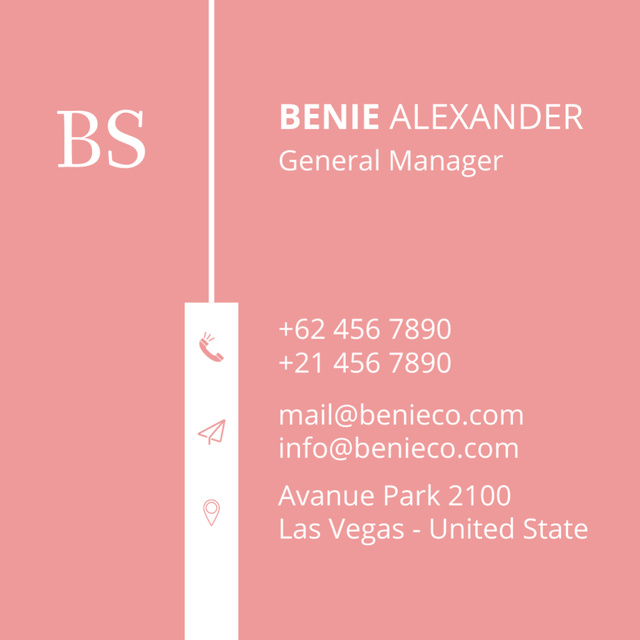 Szablon projektu General Manager Contacts on Pink Square 65x65mm