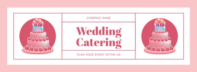 Wedding Catering Ad with Big Festive Cake Facebook cover Design Template