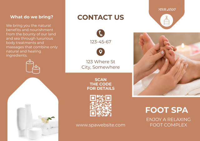 Foot Massage Offer at Spa Center Brochure tervezősablon