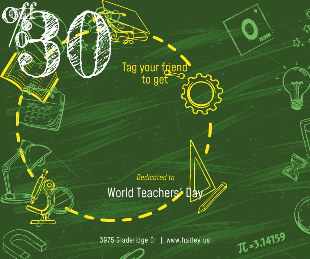 World Teachers' Day Sale Education Icons Frame Facebook Design Template