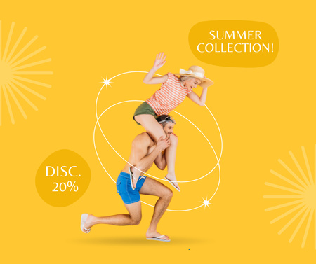 Summer Fashion Clothes Ad with Couple Facebook Design Template
