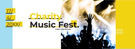 Music Fest Invitation Crowd at Concert Facebook cover Design Template