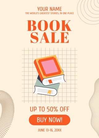 Books Sale Ad with Discount Flayer Design Template