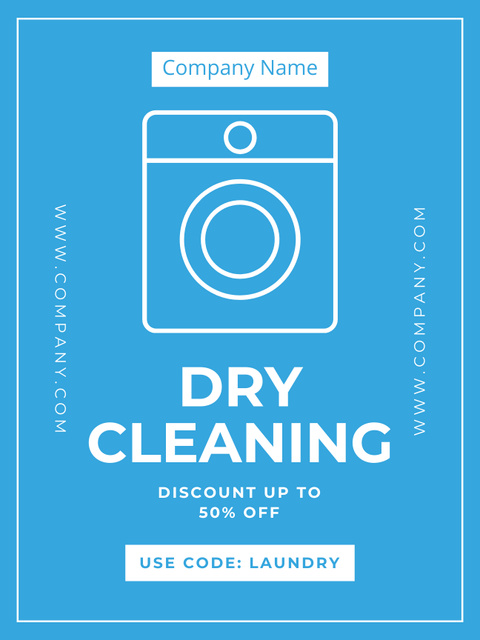 Modèle de visuel Offer of Dry Cleaning Services with Washing Machine in Blue - Poster US