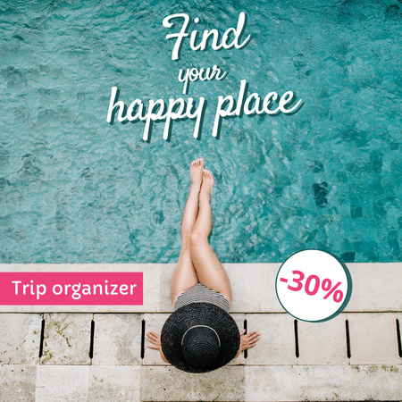 cestovní nabídka s dívkou v bazénu Instagram Šablona návrhu