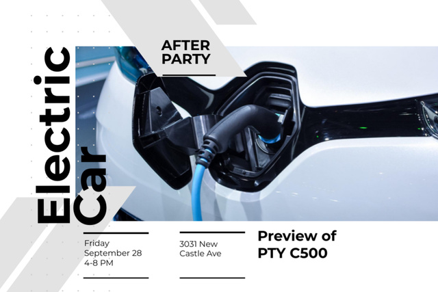 Contemporary After Party With Electric Car Preview Flyer 4x6in Horizontal Design Template