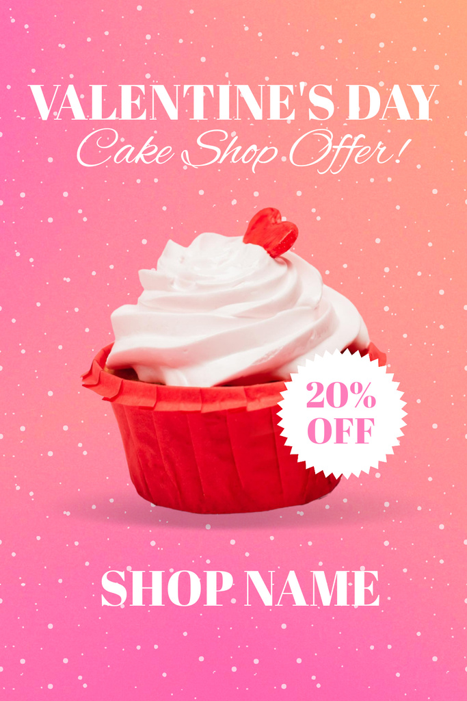 Cupcake Sale for Valentine's Day Pinterest Design Template