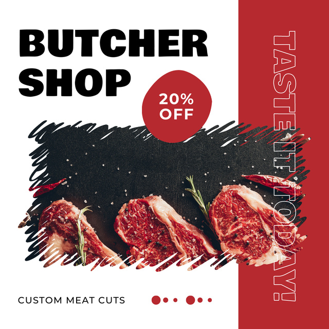 Taste Perfect Meat from Butcher Shop Today Instagram Design Template