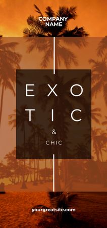 Exotic Tropical Resort Palms in Orange Flyer DIN Large Design Template