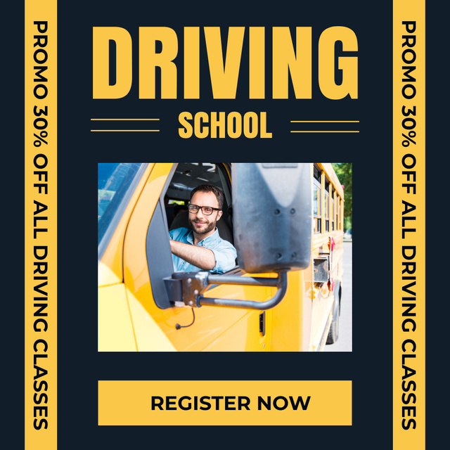 Personalized Driving School Class With Registration And Discount Instagram Modelo de Design