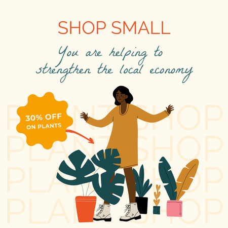 Küçük Yerel Çiçek Mağazası İndirim Teklifi Instagram Tasarım Şablonu