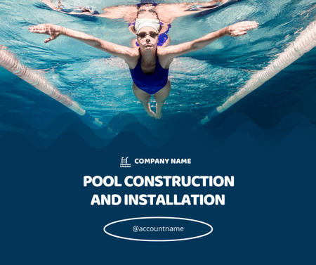 Service Offering Company for Construction and Installation of Swimming Pools Facebook Design Template