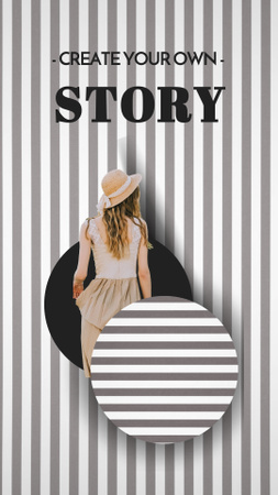 Fashion Woman on Striped Background Instagram Story tervezősablon