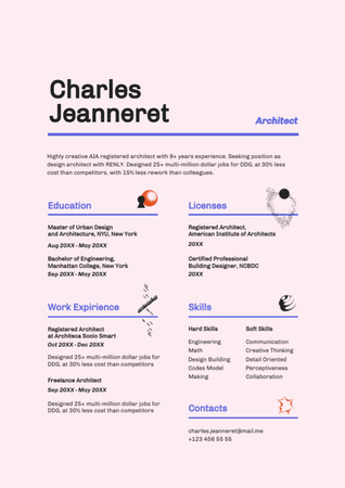 Architect skills and experience Resume Design Template