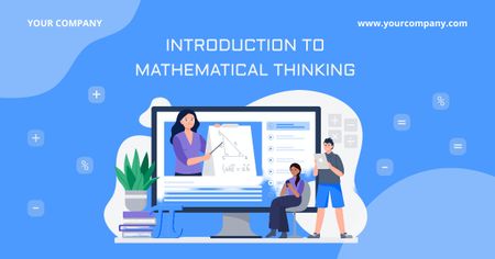 Engaging Math Courses Ad With Monitor Facebook AD Design Template