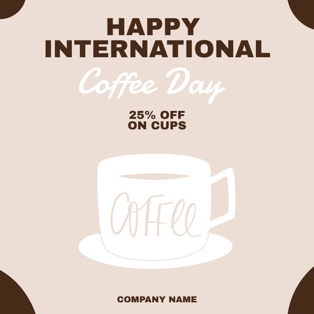 White Cup for International Coffee Day Instagram Design Template
