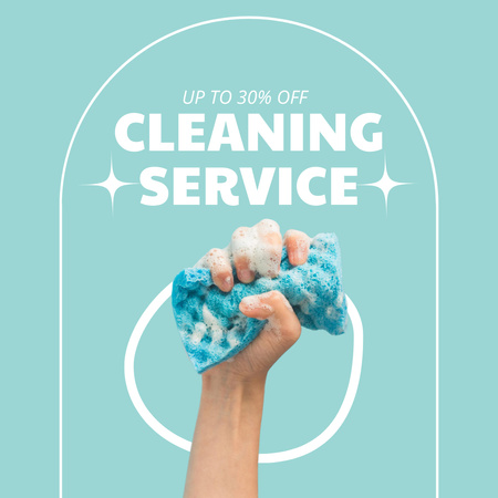 Cleaning Service Special Offer with Sponge in Hand Instagram Design Template