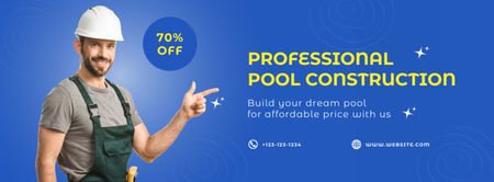 Professional Pool Construction With Discount Facebook cover Design Template