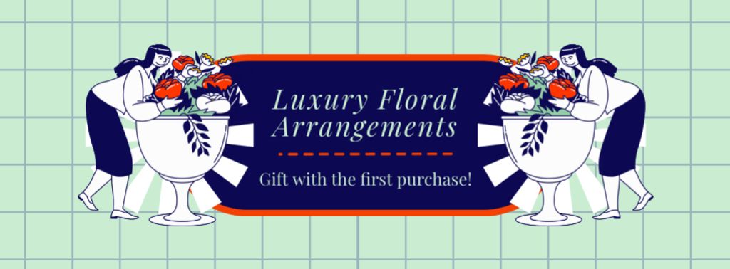 Gift Offer on First Purchase of Floral Arrangement Facebook cover Design Template